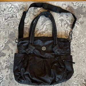 Black patterned Lululemon Tote Bag with Adjustable Strap